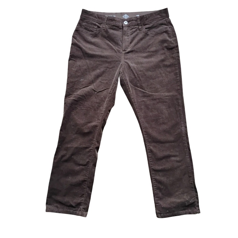 New St. John's Bay Pants Size 14 Petite  Brown Corduroy  Straight Leg.